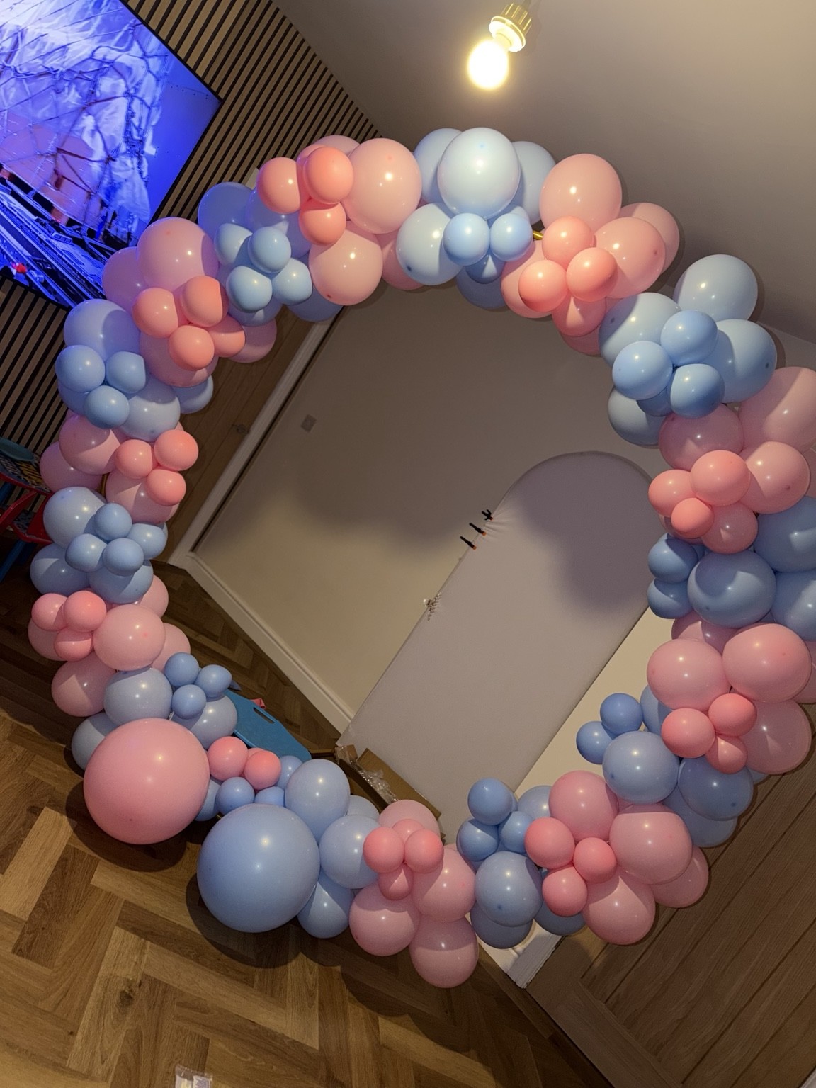 Pink and blue balloon hoop